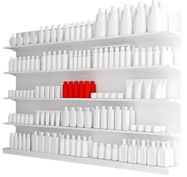 Étagère de produits modélisée en 3D